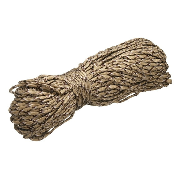 Uxcell 1/8" Paracord Rope, 200ft 7 Strand Heavy Duty Camping Rope Braided Polypropylene Ropes, Lightweight Tie-Downs Utility Cord for Marine, Indoor & Outdoor, Light Brown/Black