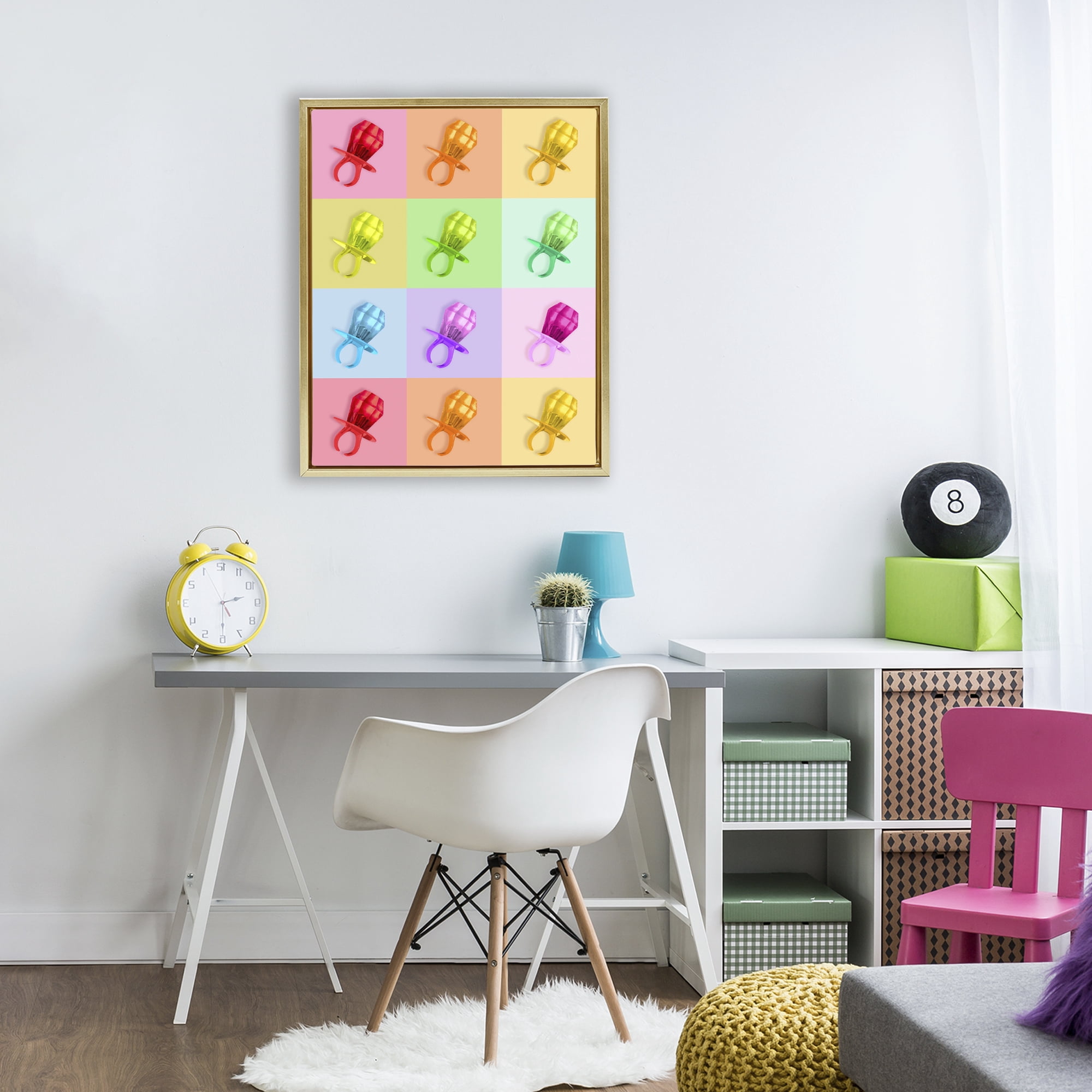 Stupell Industries Candy Gem Pop Grid Gold Framed Floater Canvas Wall Art, design by LISH Creative
