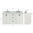 thumbnail image 3 of Ariel Kelly 67 Inch Double Oval Sink Bathroom Vanity With Italian Carrara Marble Countertop 1.5 Inch Edge In White, 3 of 12