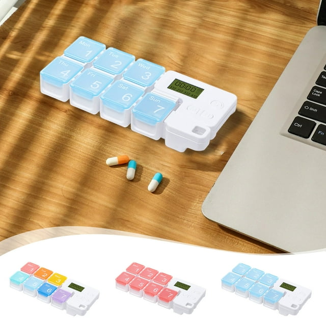 Cagogo under $5 3Pcs Smart Pill Dispenser, Smart 7 Day Medication Organizer Box,Weekly Pill Dispenser with Alarm Reminder,Portable Travel Pill Case for Vitamins,Easy to Use Electronic Pill Organizer