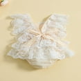 thumbnail image 4 of Newborn Baby Girl Rompers Dress Floral Lace Ruffles Flying Sleeves Bodysuits, 4 of 9