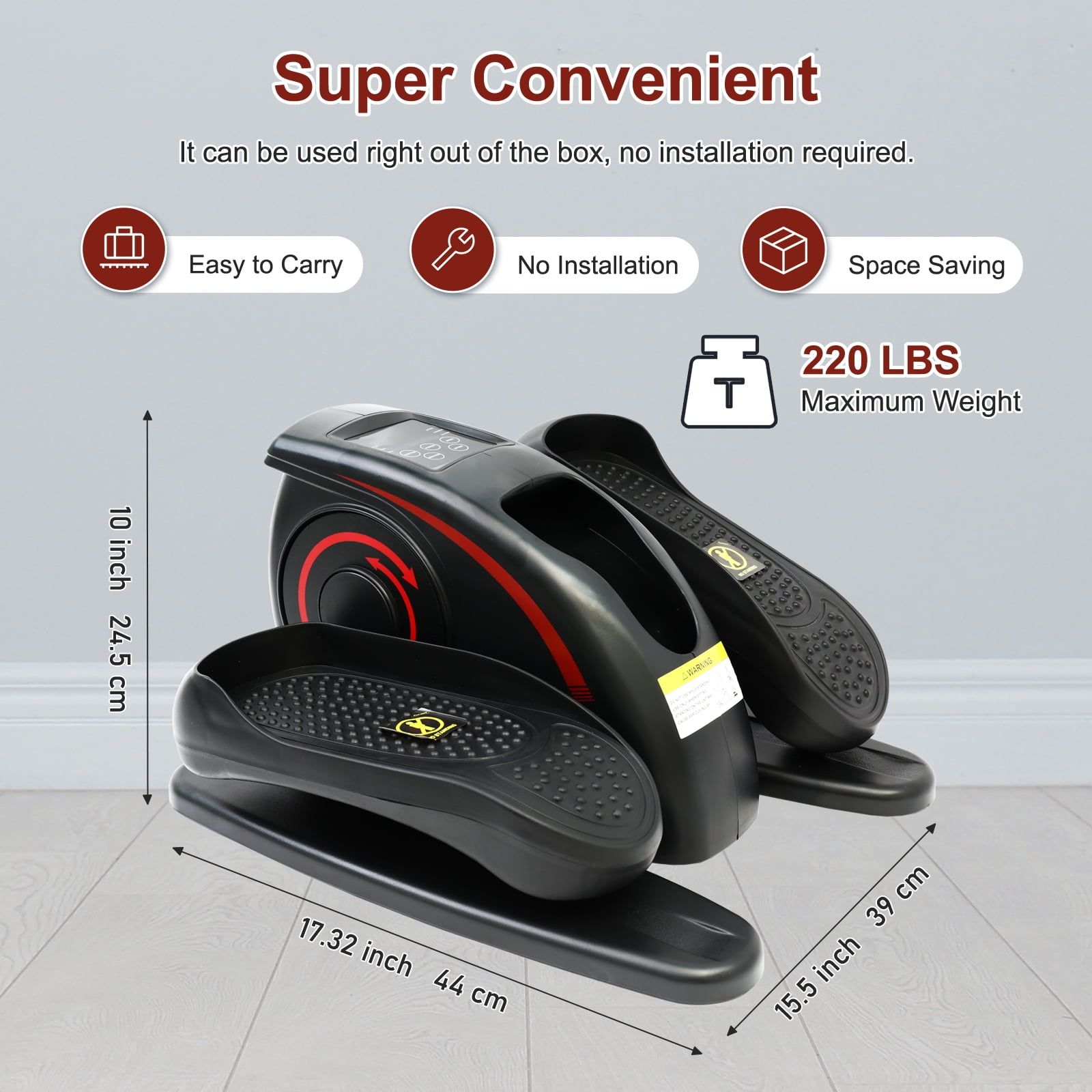 ALSO GO Under Desk Elliptical, Ellipse Leg Exerciser While Sitting for Seniors Fully Assembled, Portable & Quiet Pedal Exerciser for Home Office, Elliptical Machine with Remote Control, 220LBS