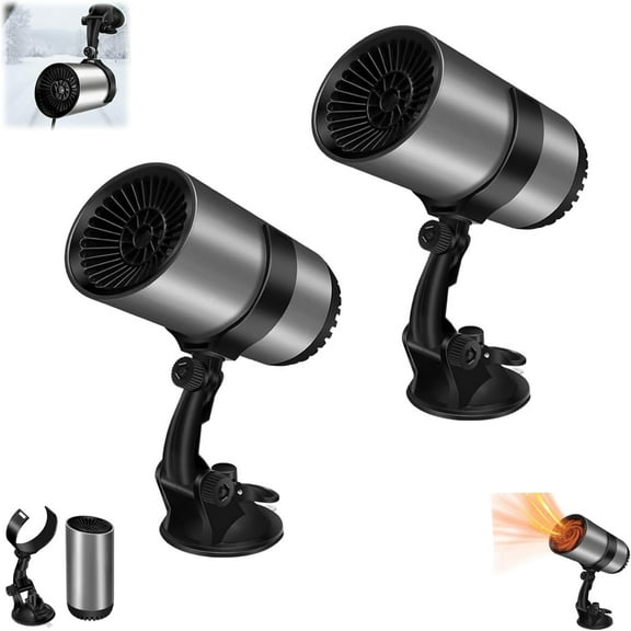 2026 New 360° Rotation Plug-in Space Car Heaters for Vehicle for Winter,2 In 1 Portable Car Heater and Fan,  Upgrade 12V Fast Heating Car Defroster Windshield Heater All-Weather Use (2 pcs)Z