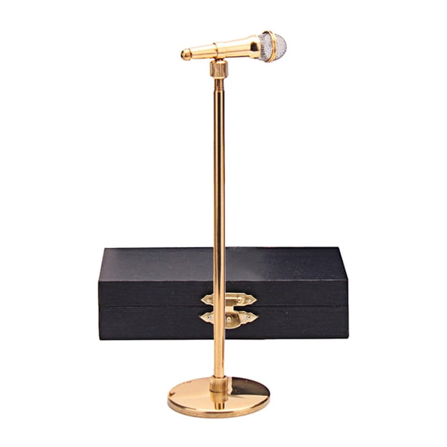 Mini modelo de micrófono 1:12 con estuche de almacenamiento, instrumento Musical, accesorio de decoración para casa de , regalos para y