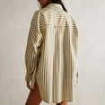 thumbnail image 3 of Womens Button Down Shirts Oversized Boyfriend Striped Classic Long Sleeve Collared Office Work Blouses Tops with Pocket, 3 of 8
