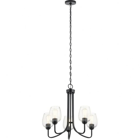 5 Light Medium Chandelier 22.75 Inches Tall By 24.25 Inches Wide-Black Finish-Clear Seeded Glass Color   -Traditional Installation Kichler Lighting