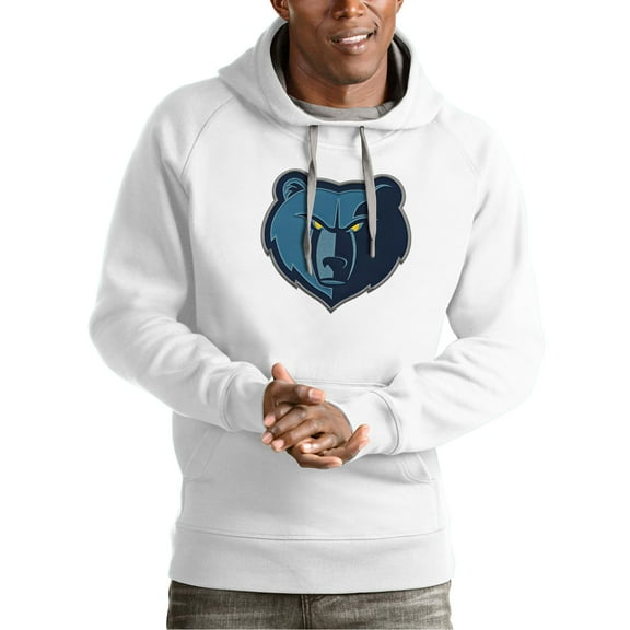 Men's Antigua White Memphis Grizzlies Team Logo Victory Pullover Hoodie