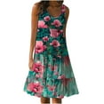thumbnail image 2 of Viikei Womens Dresses Summer,Sun Dresses for Women Plus Size,Womens Fashion Holiday Summer Casual Printing Sleeveless Party Beach Loose Dress Green L, 2 of 5