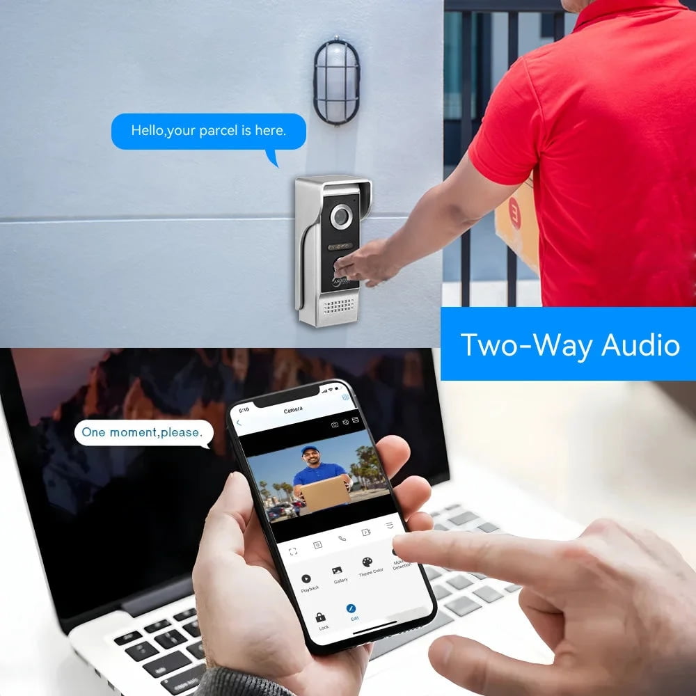 ANJIELO SMART Wired Video Intercom System, 10-Inch Touch Screen, 1080P Doorbell, Motion Detection, Tuya APP