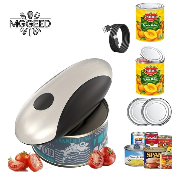 Kitchen Electric Can Opener, One Click, USB Rechargeable, Smooth And Safe Cutting System, Automatic Rotation, Suitable for Kitchen, Travel Camping, Elderly People, Kitchen Assistant