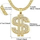 thumbnail image 3 of Cadena Chapada En Oro Con Colgante De Cristal Con El Símbolo Del Dólar. Collar Con Charm De Cadena Hip Hop Para Hombre., 3 of 6