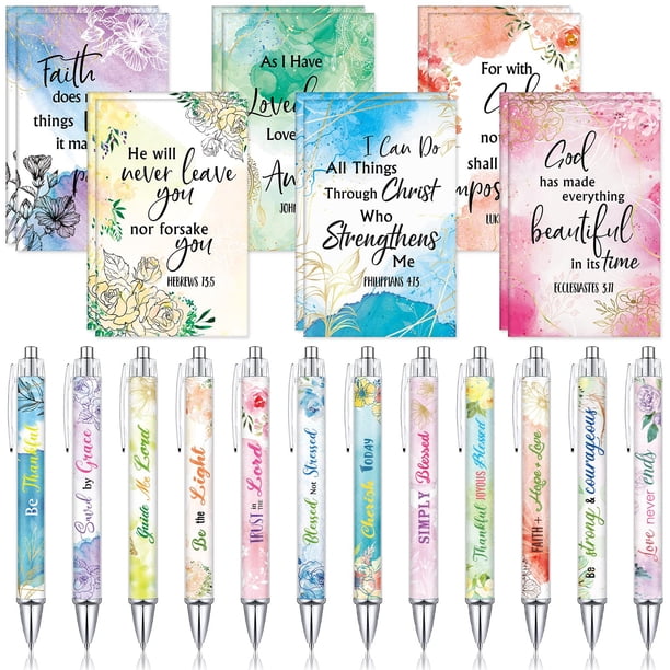 Set de cuaderno y bolígrafo Colarr Christian Floral 8x13 cm
