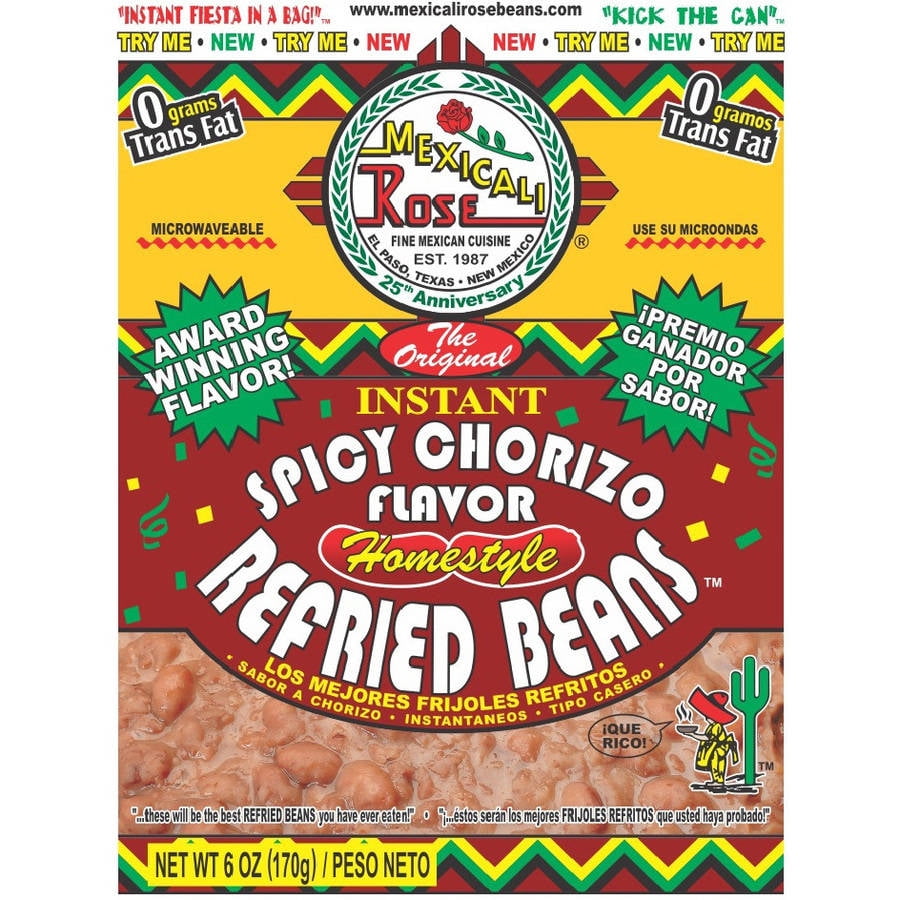 Mexcali Rose Instant Spicy Chorizo Flavor Homestyle Refried Beans, 6 oz by