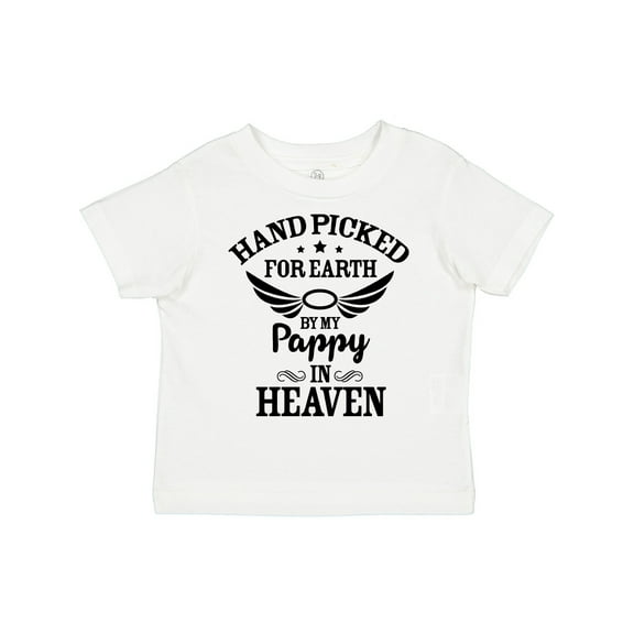 Inktastic Handpicked for Earth by My Pappy in Heaven with Angel Wings Boys or Girls Toddler T-Shirt