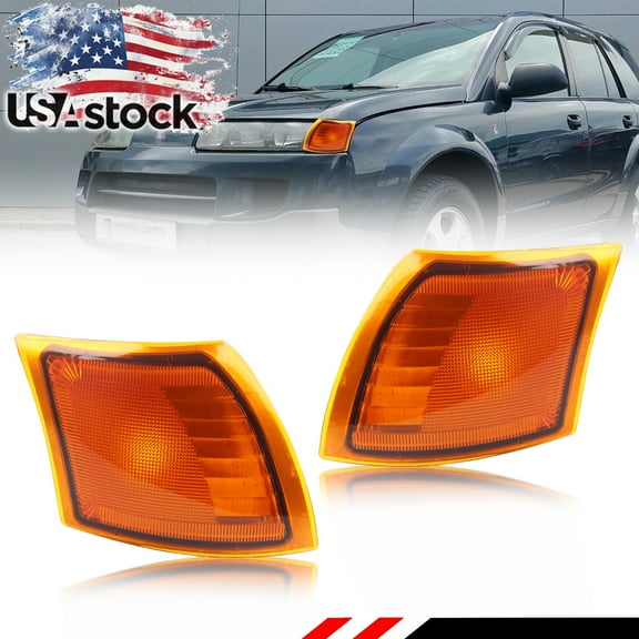 2PCS Amber Lens Front Corner Turn Signal Lights Side Marker Lights Turn Warning Lights Parking Light Housings For 2002-2005 Saturn Vue No bulb / No socket Included