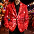 thumbnail image 2 of oqasdz Blazer for Men Festive Sequin Print Long Sleeve One Button Corduroy Jackets Classic Fit Stretch Dress Coat Daily Formal Outdoor Activities, 2 of 5