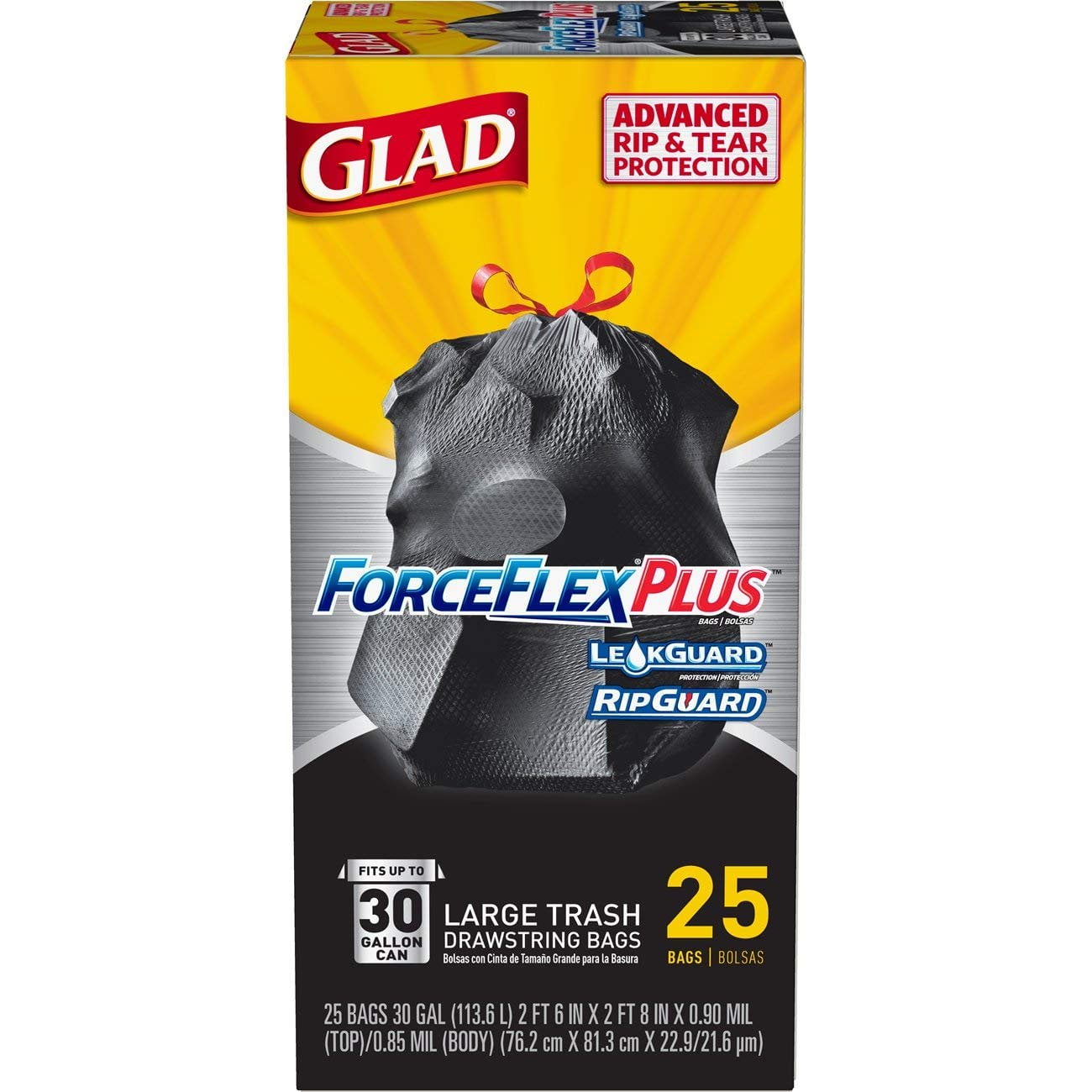 Glad Forceflex Large Drawstring Black Trash Bags - 30 Gallon - 34ct : Target