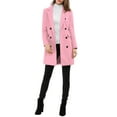 thumbnail image 3 of MODA NOVA Juniors Notched Lapel Double Breasted Back Vent Longline Overcoat, 3 of 7