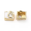 thumbnail image 2 of Rack Plating Brass Clear Micro Pave Cubic Zirconia Beads with White Enamel Cadmium Free & Lead Free Camera Real 18K golden Plated 8.5x10x7.5mm Hole: 1.7mm, 2 of 3