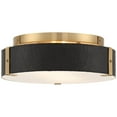 thumbnail image 4 of Possini Euro Design Elise Mid Century Modern Ceiling Light Flush-Mount Fixture 12 1/2" Gold 2-Light Black Shade for Bedroom House, 4 of 7