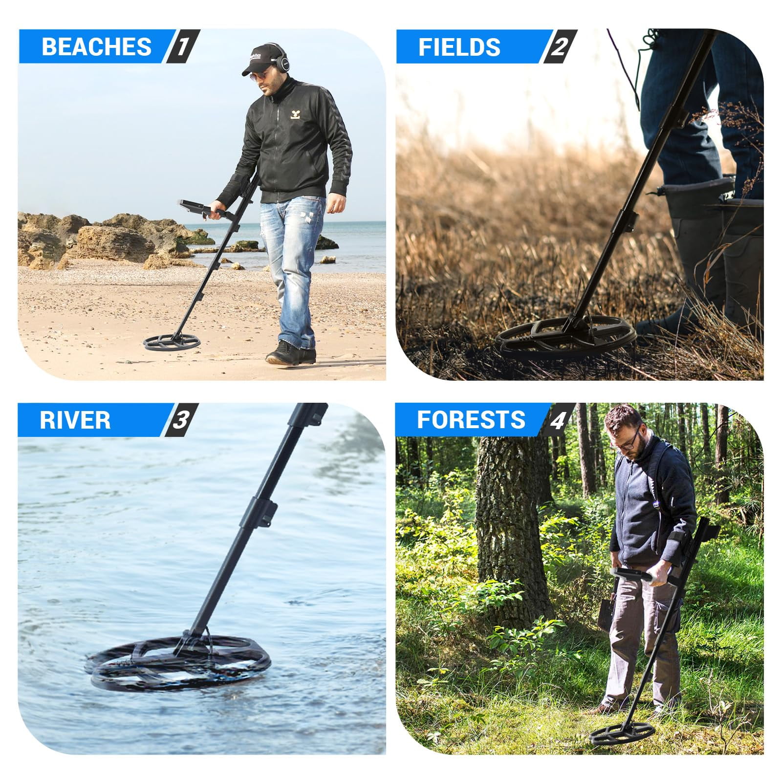 NOVORIK Metal Detector for Adults with 10" Waterproof Coil, LCD Display, Gold Detector with Pinpointer, No Assembly, for Beach & Underwater Use