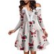 thumbnail image 4 of Vestido informal de mujer con estampado navideño de manga larga y hombros descubiertos a la rodilla para minivestido de fiesta Pompotops hdfakjf8938, 4 of 5
