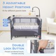 thumbnail image 3 of OLAKIDS 5 in 1 Portable Playard, Larger Size Baby Bassinet Bedside Sleeper, Diaper Changer, Mattress, Carry Bag, Music Box & Hanging Toys, Foldable Bedside Crib for Newborn Toddlers, 3 of 10