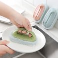 thumbnail image 3 of 3Pcs Kitchen Sponge Bathtub Pool Scrub Brush Strong Scouring Dish Washing Cleaning Brush - mix-color, 3 of 5