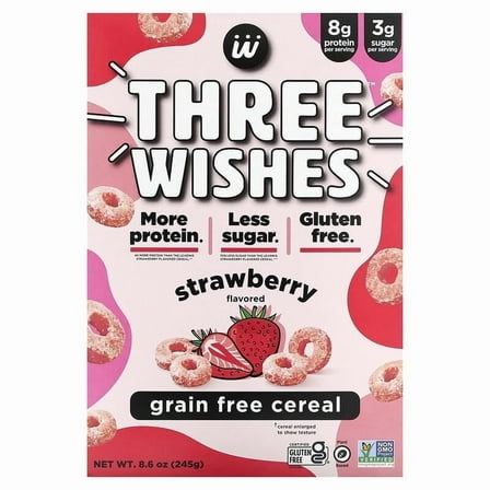 Three Wishes, Grain Free Cereal, Strawberry, 8.6 oz (245 g) Pack of 3