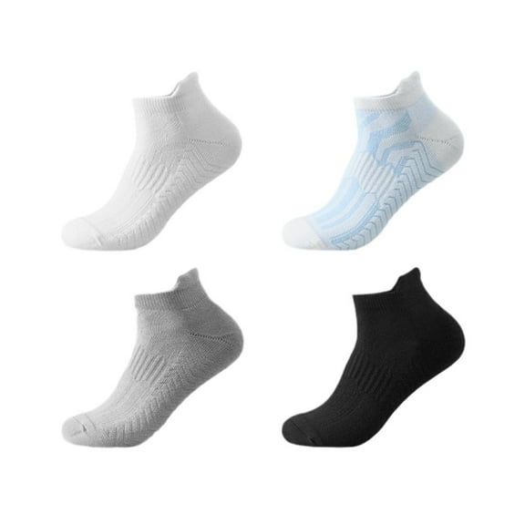 SwiftWear 4 Pairs Athletic Running Socks Light Cushion Padded Moisture Wicking Low Cut Sports Socks
