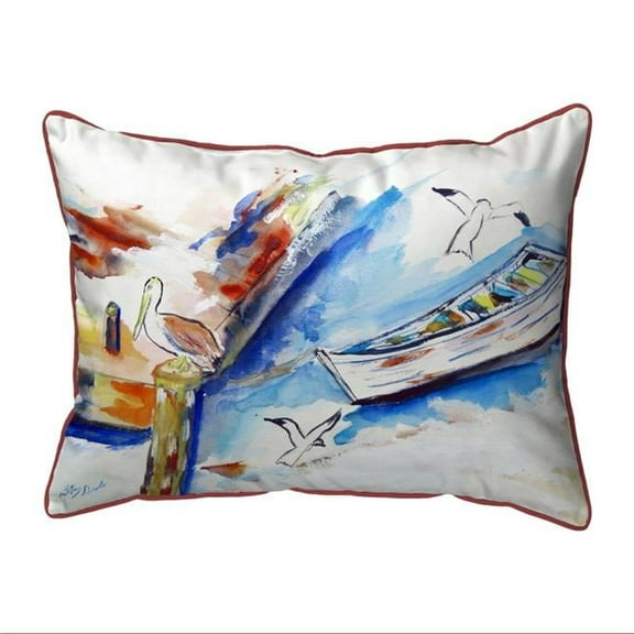 Betsy Drake SN663 11 x 14 in. Rowboat & Birds Small Outdoor & Indoor Pillow