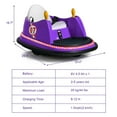 thumbnail image 2 of Gymax Voiture Tamponneuse 6 V pour Enfants, Jouet de Course à Rotation 360° avec Télécommande, Violet, 2 of 10
