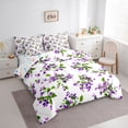 thumbnail image 3 of Manfei Spring Graden 7-Piece Bedding Comforter Set for Girls Female Women,Chic Purple Flowers King Bedding Sets,Green Purple Ultra Soft Bed Sheets,Breathable Home Decor,Reversible, 3 of 8