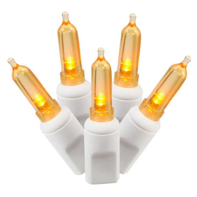50 Orange Italian LED on White Wire, 25 ft. Christmas Light Set
