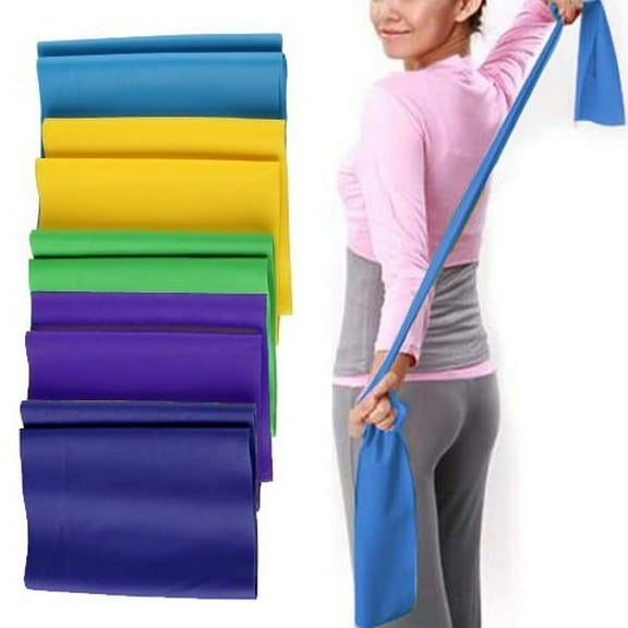 Blue Yoga Pilates Rubber Stretch Resistance Band 15m Length 15cm Width for Full Body Workout