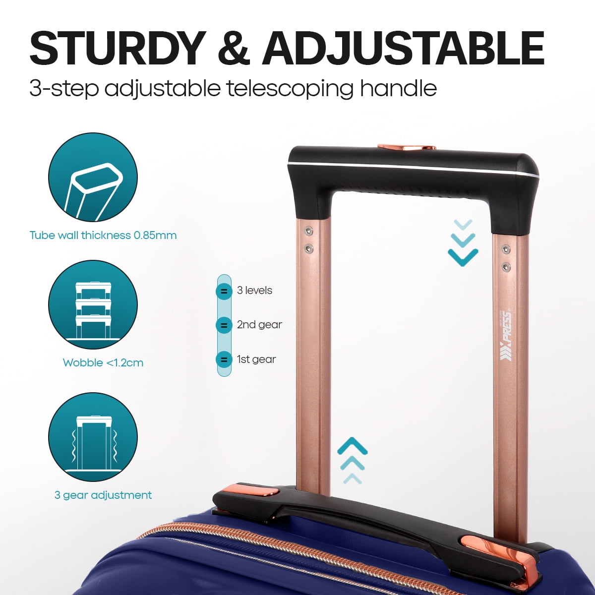 4-Piece Hardside Luggage Set, Lightweight Spinner Suitcases with TSA Lock, Expandable, Navy, 14"/20"/25"/29", WD8810