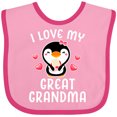 thumbnail image 3 of Inktastic I Love My Great Grandma with Cute Penguin and Hearts Girls Baby Bib, 3 of 4