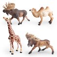 thumbnail image 1 of Juego de figuras de animales salvajes de PVC, 4 piezas, con jirafa, alce y camello, 1 of 3