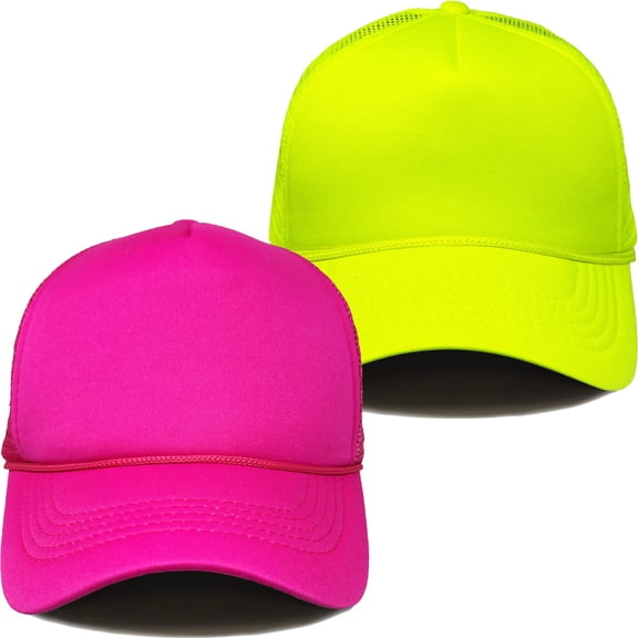 Foam Trucker Hat Bundle - 2 Pack - Hot Pink & Neon Yellow