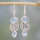 thumbnail image 3 of Pendientes con incrustaciones de topacios azul marino Pendientes giratorios con forma de gota de agua en forma de pera para mujer, 3 of 8