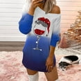 thumbnail image 2 of Lilgiuy Women Off The Shoulder Christmas Printed Long Sleeve Sunflower Fall Casual Dress, 2 of 6