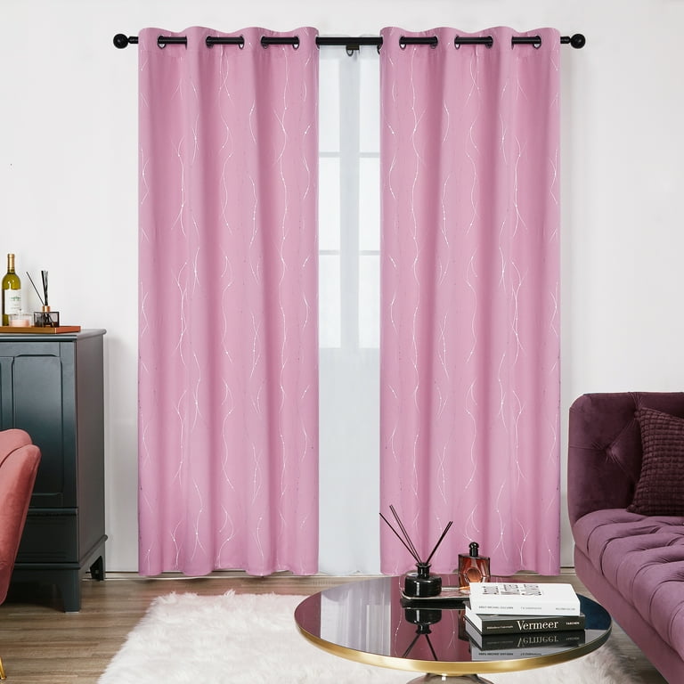 Deconovo Pink Blackout Curtains for Girls Room, Set of 2 - 84 inch