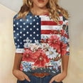 thumbnail image 2 of WERYOUNG Fashion Crew Neck Fourth Of July Celebration T Shirts For Women Three Quarter Sleeve Patriotic Graphic Tee Holiday Party Comfortable Top, 2 of 4