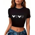 thumbnail image 4 of fatyb Women's Crop Graphic Tees Short Sleeve Print Slim Tops Round Neck Casual Womens Summer T-Shirts, 4 of 5