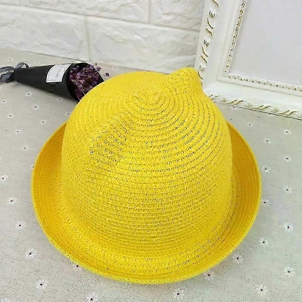 New Handmade Straw Hat 7-color Children's Straw Hat Summer Sandal Hat Outing Travel Men And Women Baby Cat Ear Sun Hat Gorro