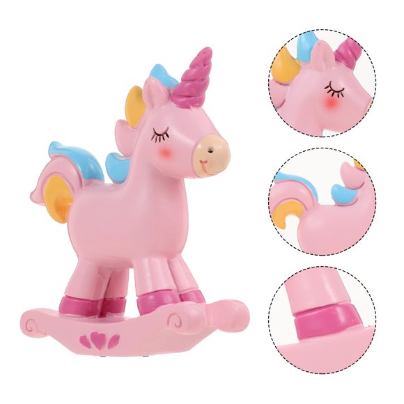 SHOWERORO Non-toxic Pink Resin Unicorn Cake Toppers for Dessert and Birthday Party Decoration 1 Pc