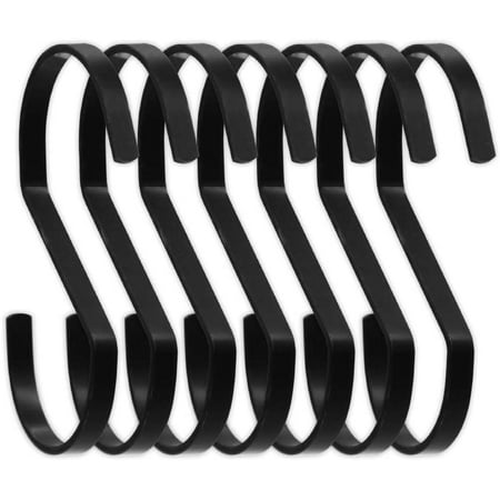

10 pcs 4 Inch Black Medium Flat S Hooks Heavy Duty Stainless Steel S Shaped Hooks for Hanging Pots and Pans Outdoor Plants and Clothes