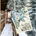 thumbnail image 3 of Hello Winter Blue Flower House Flag 28 x 40 Inch Double Sided Burlap Winter Blue Flower Snowflake Pinecone Christmas Large Yard Flag Holiday Seasonal Yard Outdoor Outside Decoration, 3 of 6