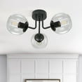 thumbnail image 6 of GoYeel 3 Light Black Global Ceiling Light Glass Shade Modern Close to Ceiling Light for Dining Room Kitchen Island Entryway Foyer, 6 of 8
