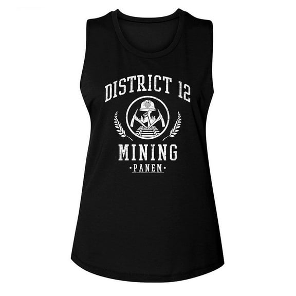 Hunger Games D12 Mining Black Women's Muscle Tank T-Shirt M
